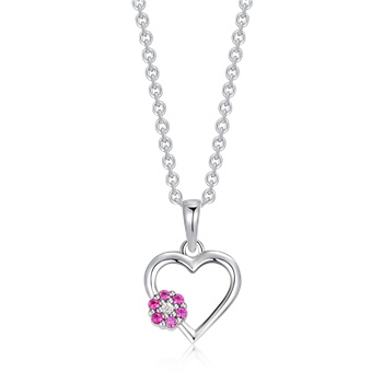 Støvring Design's hjerte sølv halskæde med blomst