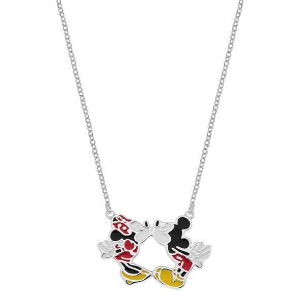 Disney Design\'s Sølv halskæde med kyssene Minnie & Mickey