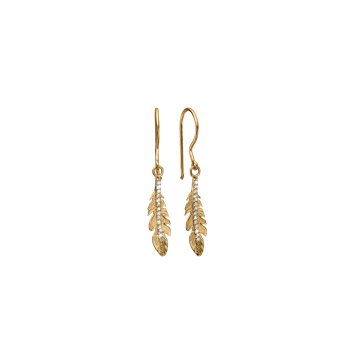 Aagaard's Ørehænger, 8kt guld, fjer m/28 cz