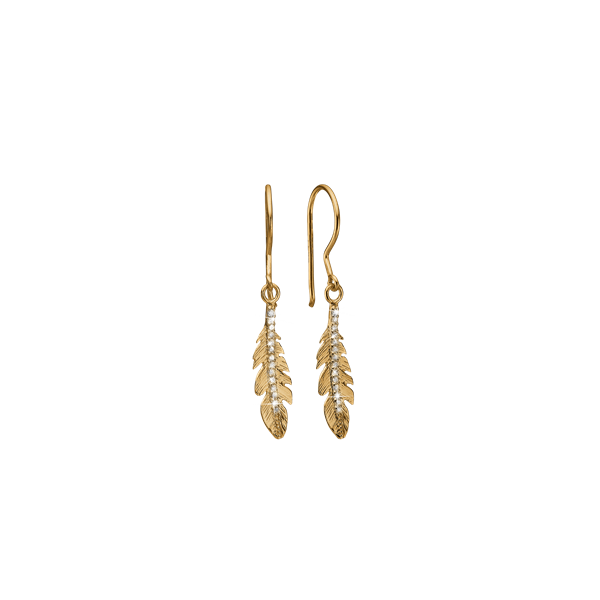 Aagaard\'s Ørehænger, 8kt guld, fjer m/28 cz