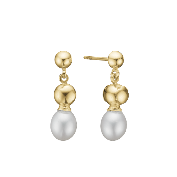 Aagaard\'s Ørehænger ferskvandsperle, forg sølv