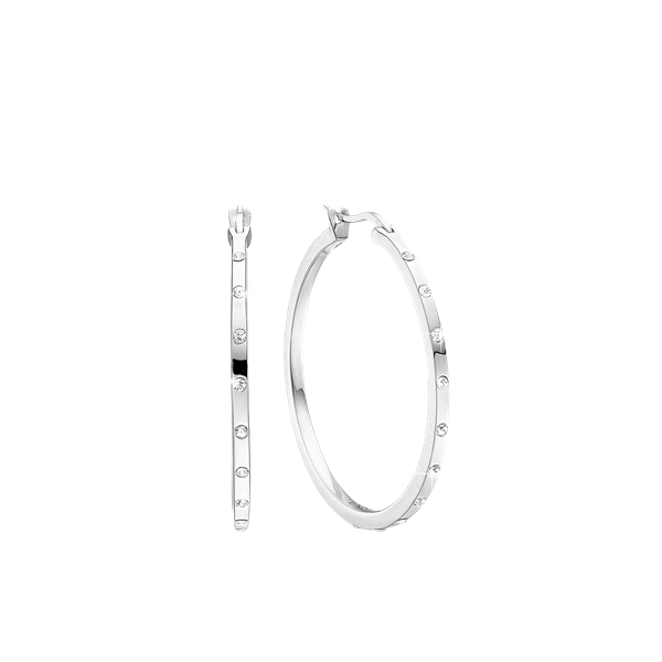 Aagaard\'s Øreringe, CZ Creol Ø34 mm, sølv