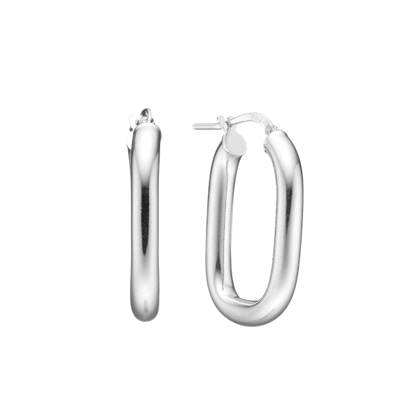 Aagaard\'s Creoler Ovale, sølv 28x19mm, 4mm tråd