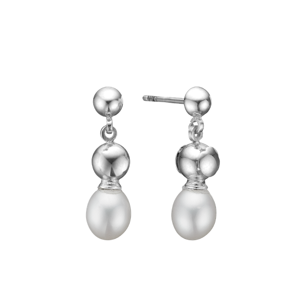 Aagaard\'s Ørehænger ferskvandsperle, sølv