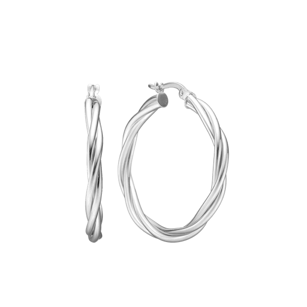 Aagaard\'s Snoede creoler 30mm sølv