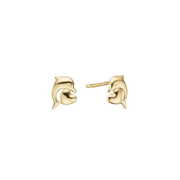 Aagaard\'s Delfin m hjerte ørestikker forg sølv