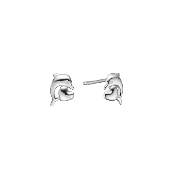 Aagaard\'s Delfin m hjerte ørestikker sølv