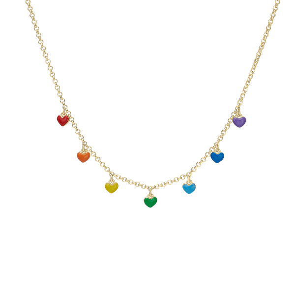 Aagaard\'s Hjerte regnbue halskæde forg sølv