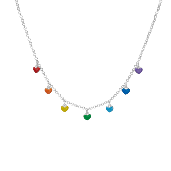 Aagaard\'s Hjerte regnbue halskæde sølv