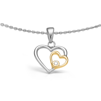 Aagaard's Halskæde, 8k/sølv, Hjerter,