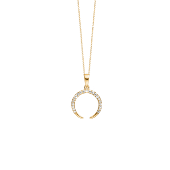 Aagaard's Halskæde, cz horn, 21 cz, forg sølv