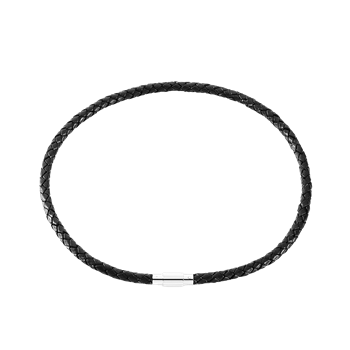 Aagaard's LÆDER COLLIER SORT FLET M/STÅL LÅS