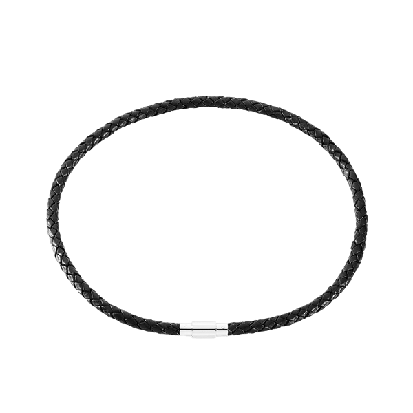 Aagaard\'s LÆDER COLLIER SORT FLET M/STÅL LÅS