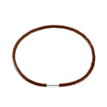 Aagaard's LÆDER COLLIER BRUN FLET M/STÅL LÅS