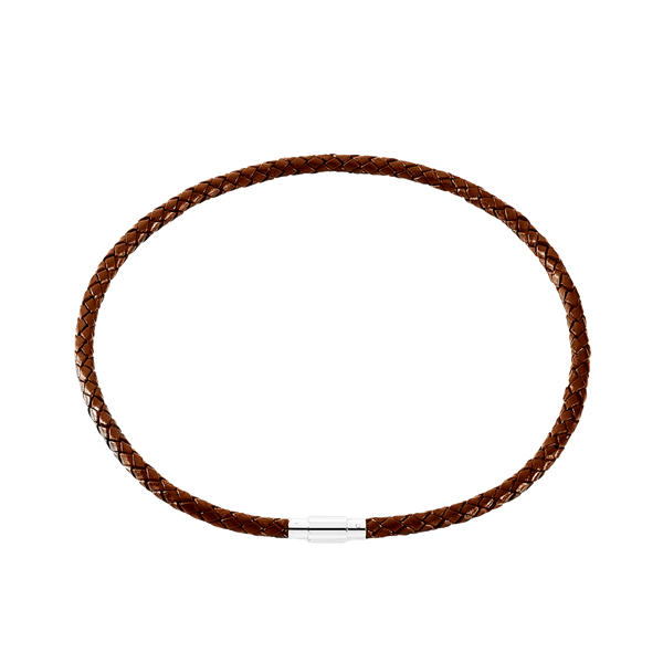 Aagaard\'s LÆDER COLLIER BRUN FLET M/STÅL LÅS