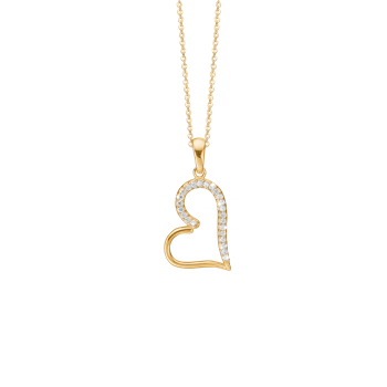 Aagaard's Halskæde med hjerte m/cz, forg sølv