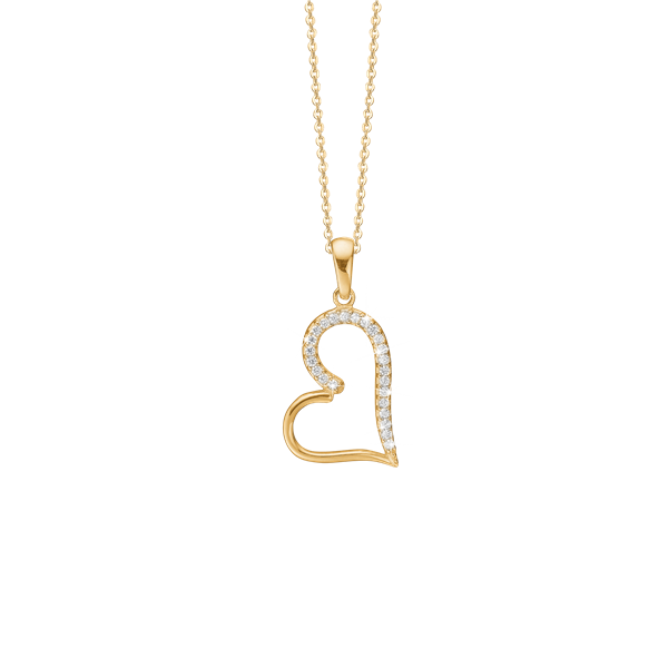 Aagaard\'s Halskæde med hjerte m/cz, forg sølv