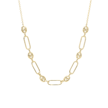 Aagaard's Halskæde led/bønne, 42+3cm, forg sølv