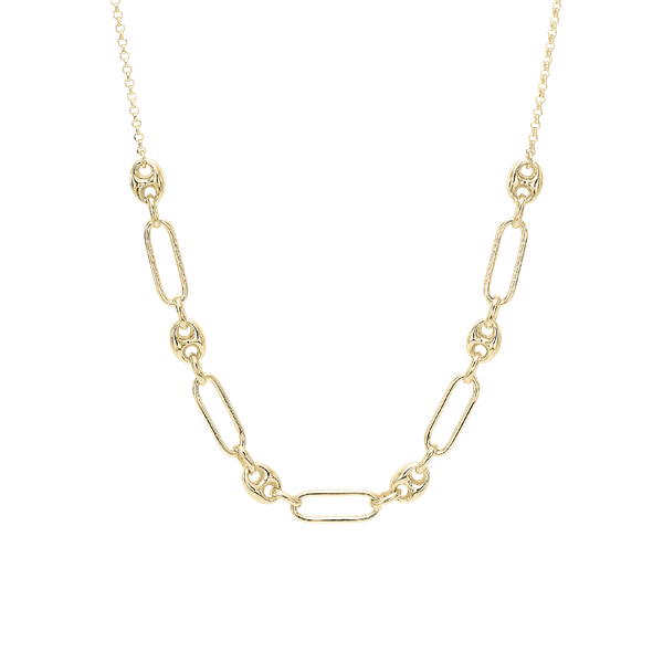 Aagaard\'s Halskæde led/bønne, 42+3cm, forg sølv