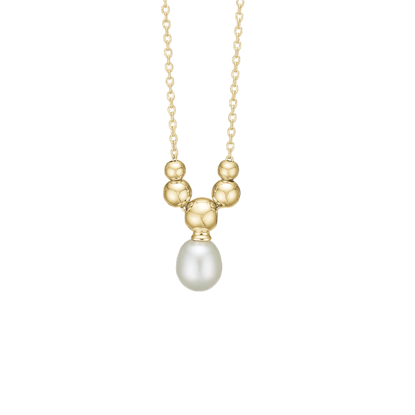 Aagaard\'s Halskæde Ferskvandsperle, 45cm, forg søl