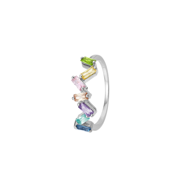 Aagaard\'s Baquette ring, sølv, 6 sten