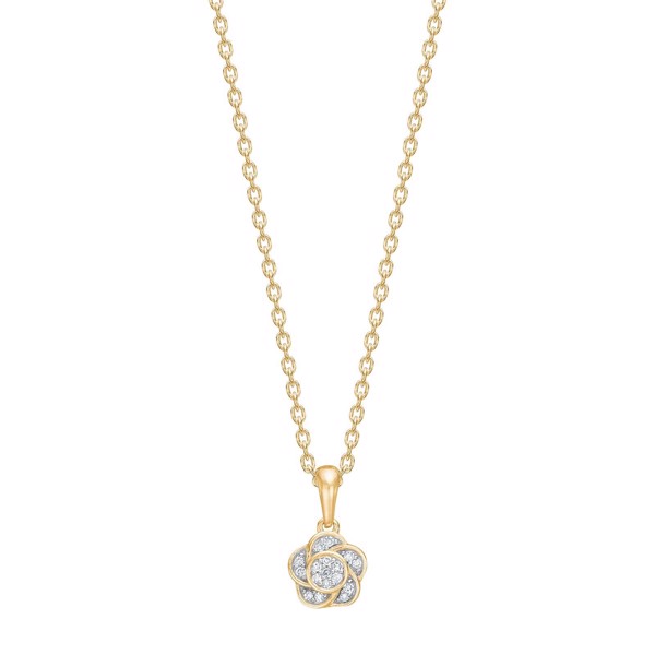 Siersbøl\'s 14 kt. guld vedhæng blomst m/diamant 0,05ct W/SI inkl. forgyldt kæde