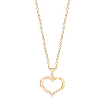 Siersbøl's 14 kt. guldhjerte m/diamant 0,006ct W/SI inkl. forgyldt kæde