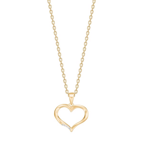 Siersbøl\'s 14 kt. guldhjerte m/diamant 0,006ct W/SI inkl. forgyldt kæde