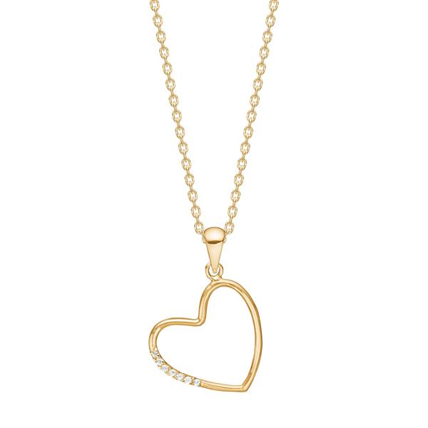 Siersbøl\'s 8kt. guld hjertevedhæng m. cz inkl. forg. kæde