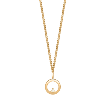 Siersbøl's 14kt. cirkel vedhæng m/ 0,02ct w/si incl. fg.kæde