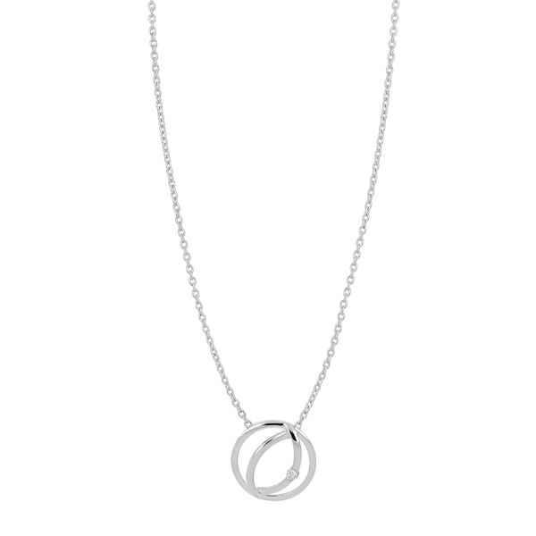 Siersbøl\'s 14kt. hvidguldsvedhæng m/dia. 0.02ct W/PI og sølvk