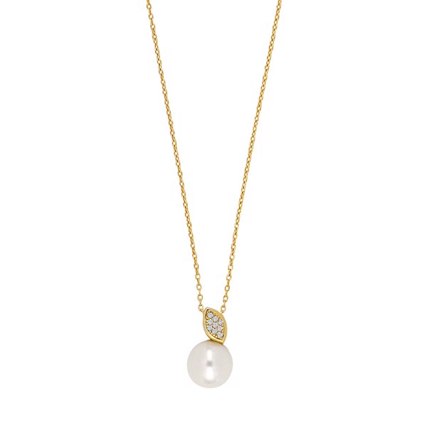 Siersbøl\'s 14 kt. guldvedh. m/diamant 0.045ct W/SI+perle og forgyldt