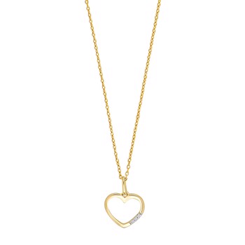 Siersbøl's 14 kt. guldhjerte m/diamant 0.015ct W/PI og forgyldt kæde