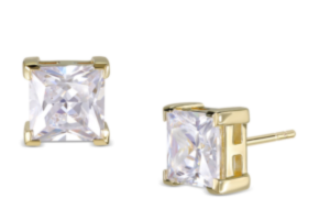 L&G's Ørestik sølvforgyldt firkantet zirkonia 6x6 mm