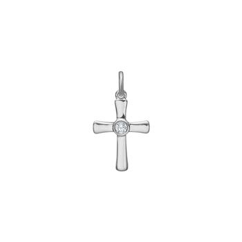 Siersbøl korsvedhæng i sølv med cz 18x12 mm