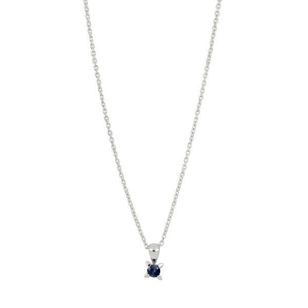 Siersbøl\'s 14kt. hvidguldsvedhæng m/safir 3,5mm inkl. rhod. S