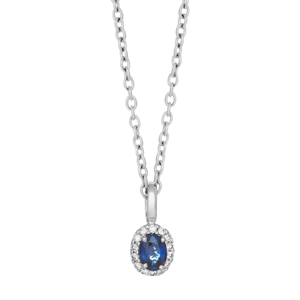 Siersbøl\'s 14kt. hvidguldsvedhæng m/safir og dia 0.05ct W/SI