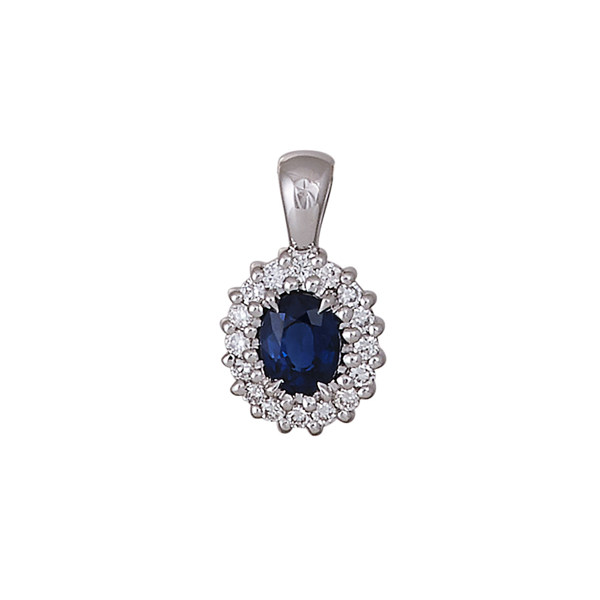 Siersbøl\'s 14kt. guldvedhæng m/safir og dia 0.07ct W/SI