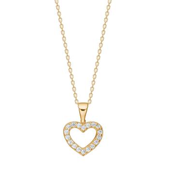 Siersbøl's 8kt. guldvedhæng hjerte  m/cz inkl. forg. kæde