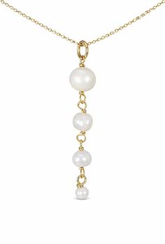 L&G's Y-Kæde sølv forgyldt med ferksvandsperler