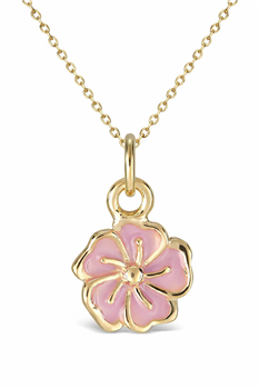 L&G's Vedh. sølv forg. blomst rosa m/kæde