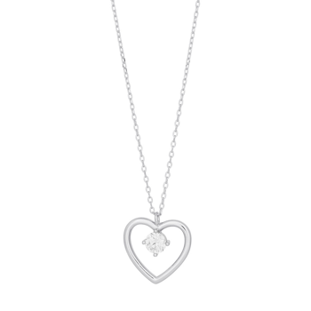 Siersbøl's rhodineret Sølv vedh. hjerte med 1 x zirkonia inkl. kæde  