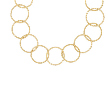 Blicher Fuglsang's Halskæde med rustikke ringe i stål, belagt med 14 K guld