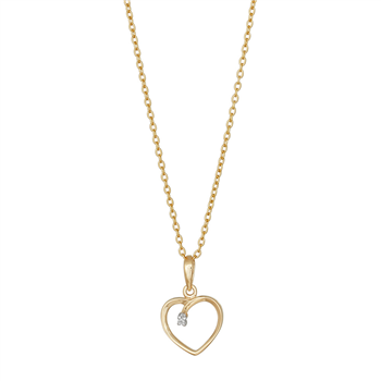 Siersbøl's 14kt. guldhjerte m/dia. 0.005ct W/SI inkl. forg. k