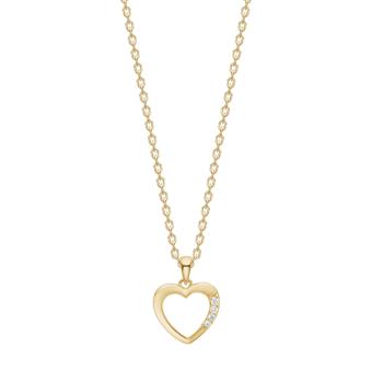 Siersbøl's 14kt. guldvedhæng hjerte m.0,018ct W/SI inkl. forg. kæde