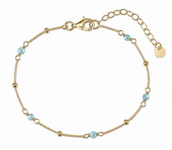 L&G's Armbånd sølv forgyldt grøn aqua marine