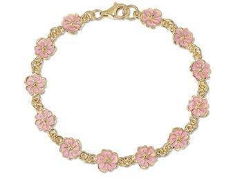 L&G's Armb. sølv forgyldt blomst rosa