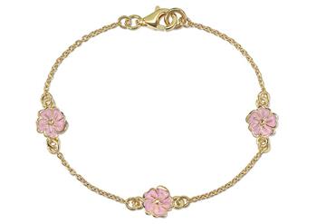 L&G's Armb. sølv forgyldt blomst rosa