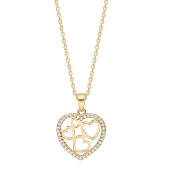 Siersbøl's 8kt. guldvedhæng hjerte m. cz inkl. forg. kæde