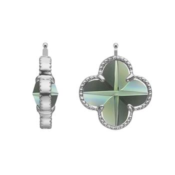 Heinzendorff's Glas facet kløver stor m/rh sølv